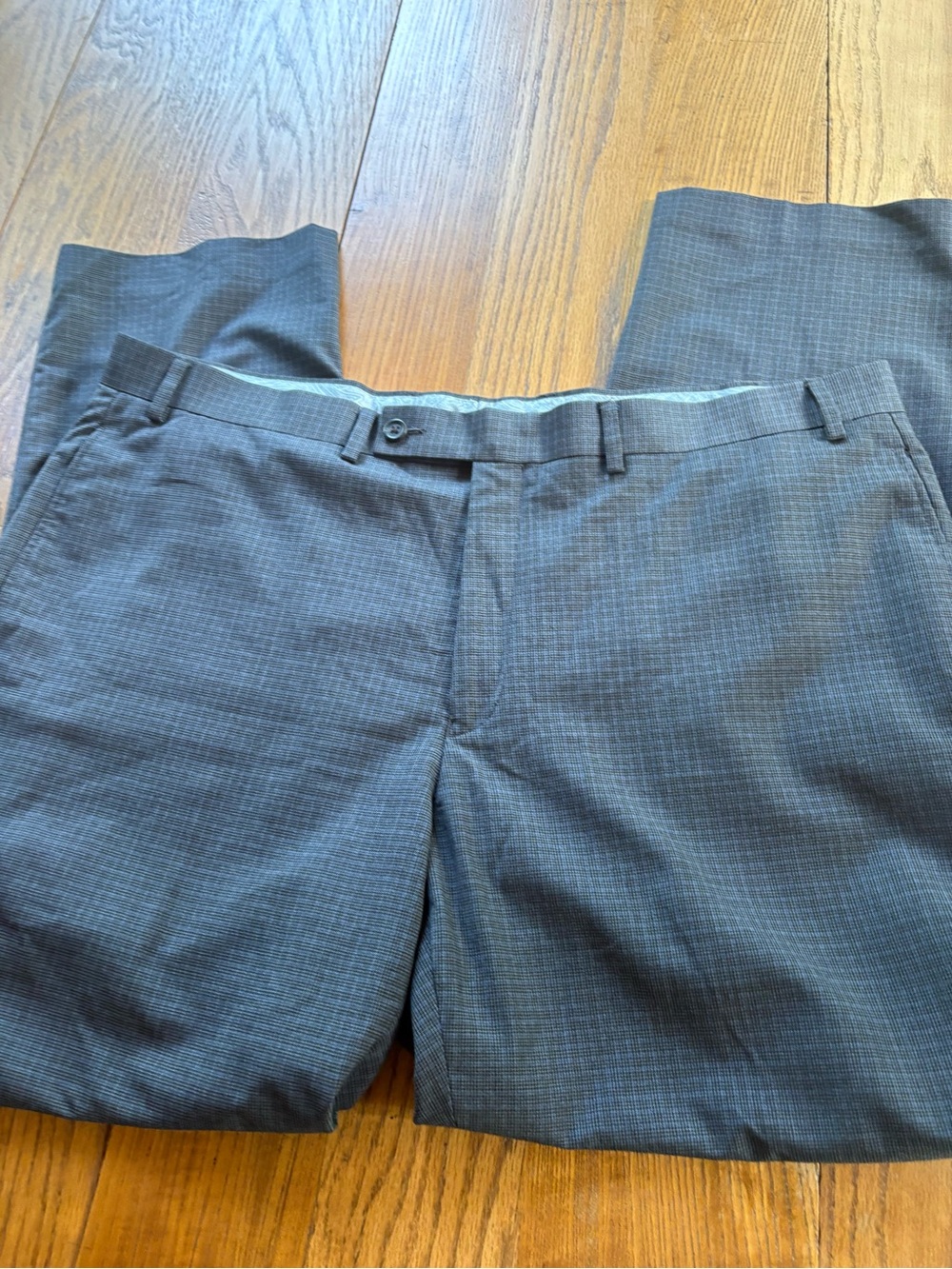 Ralph Lauren Men's Gray Subtle Windowpane Dress Pants